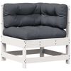 vidaXL 3 Piece Patio Lounge Set with Cushions White Solid Wood Pine