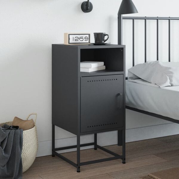 vidaXL Bedside Cabinet Anthracite Steel 14.2 x 15.4 x 30.7 in