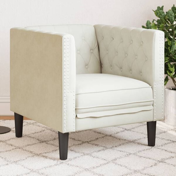 vidaXL Chesterfield Sofa Chair Cream