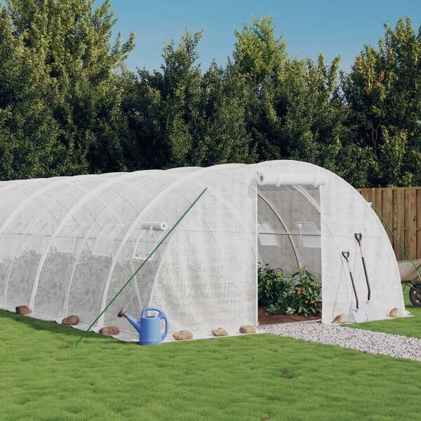 vidaXL Greenhouse White Polyethylene (PE), Galvanized Steel 14x4x6.6 ft