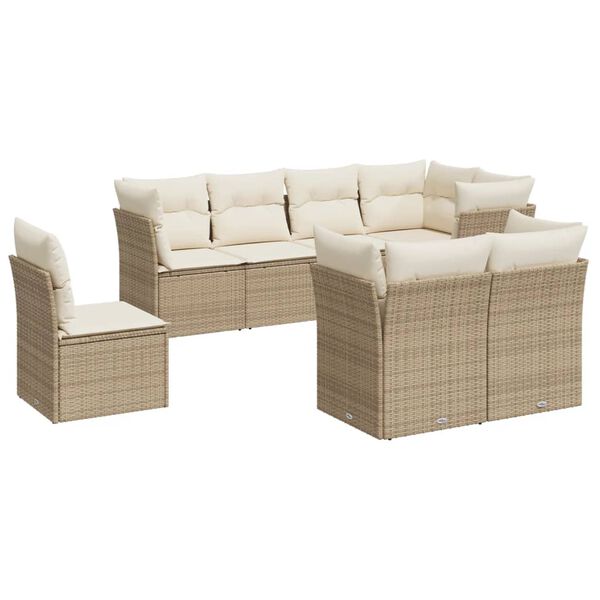 vidaXL Garden Sofa Set Beige PE rattan Large Garden Sofa Set