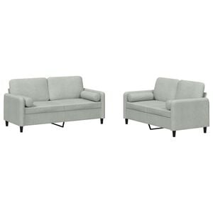 vidaXL Sofa Set Light grey 100% polyester velvet, metal, textilene, plywood