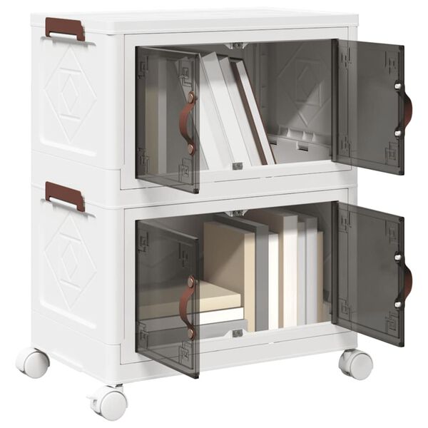 vidaXL Stackable Storage Box with Wheels 2-Tier 7.4 gal 19.1x11.6x23.4"