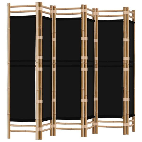 vidaXL Folding 6-Panel Room Divider 94.5" Bamboo and Canvas