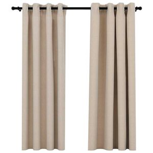 vidaXL Linen-Look Blackout Curtains with Grommets 2pcs Beige 140x68.9 "