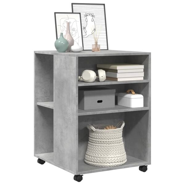 vidaXL Side Table Concrete Grey Engineered Wood Medium Wheelable