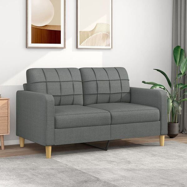 vidaXL 2-seater Sofa Dark Grey Polyester 55.1 in Seat width Durable