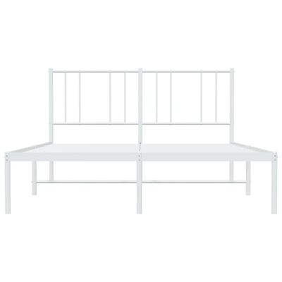 vidaXL Metal Bed Frame with Headboard White 59.8"x78.7"