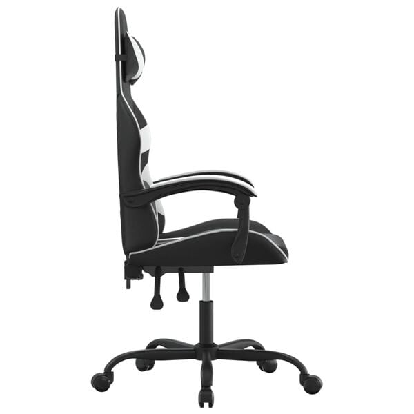 vidaXL Gaming Chair Black and White Faux leather, metal, plywood Medium