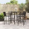 vidaXL Garden Bar Set Black PE rattan Medium Footrest Bar Table Set