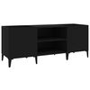 vidaXL Record Cabinet Black Engineered wood, metal Medium Record Cabinet