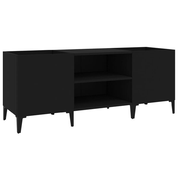 vidaXL Record Cabinet Black Engineered wood, metal Medium Record Cabinet