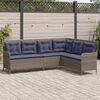 vidaXL Patio Sofa Gray Poly Rattan, Powder-Coated Steel L-Shaped, 5-seater