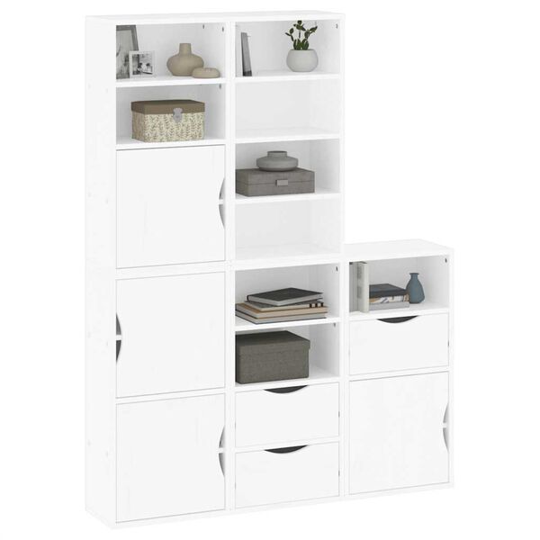 vidaXL Side Cabinet White Solid Pine Wood, Engineered Wood Medium