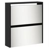 vidaXL Shoe Cabinet Black Engineered wood, glass Medium Shoe Cabinet