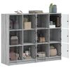 vidaXL Bookcase Grey Sonoma Engineered wood, Glass Large Bookcase