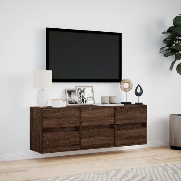 vidaXL TV Wall Cabinet Brown Oak Engineered wood 51.2 x 12.2 x 17.7 in