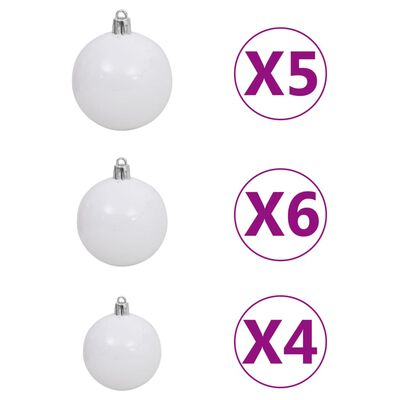 vidaXL Slim Pre-lit Christmas Tree with Ball Set White 82.7"
