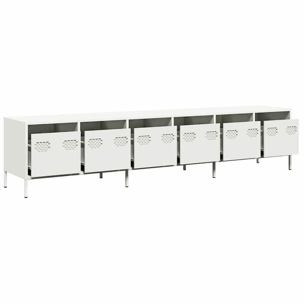 vidaXL TV Cabinet White Cold-rolled Steel Large TV Cabinet Rectangular