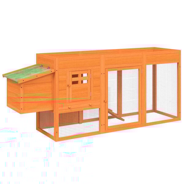 vidaXL Chicken Coop Brown, Green Solid Pine Wood, Plywood