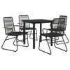 vidaXL Garden Dining Set Black PVC Rattan Medium Seats Many
