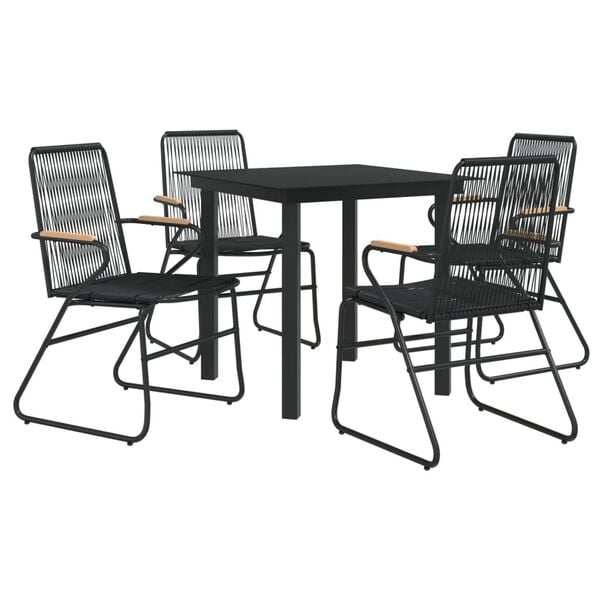 vidaXL Garden Dining Set Black PVC Rattan Medium Seats Many
