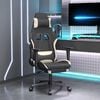 vidaXL Gaming Chair Black and Cream Fabric (100% polyester), Metal, Plywood