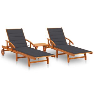 vidaXL Sun Lounger Acacia wood, Anthracite