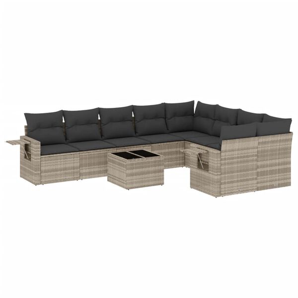 vidaXL Garden Sofa Set Light Grey PE Rattan Large Modular