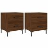 vidaXL Bedside Cabinet Set of 2 Brown oak Engineered wood, Iron