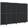 vidaXL Room Divider 6 Panels Black Poly Rattan