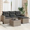 vidaXL Garden Sofa Set Grey PE rattan, powder-coated steel, tempered glass