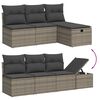 vidaXL Garden Sofa Set Grey Poly Rattan Large Adjustable Armrests