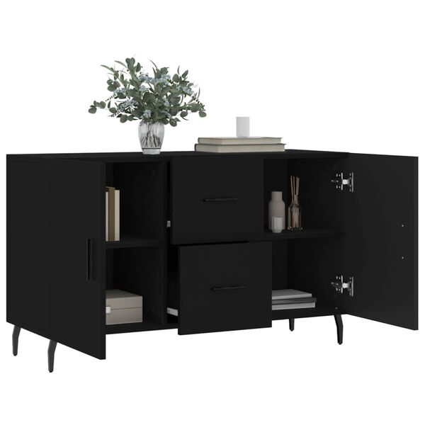 vidaXL Sideboard Black Engineered Wood, Metal Medium Sideboard