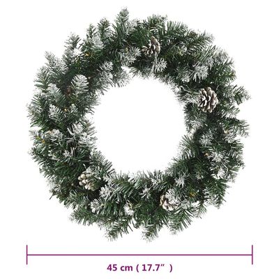 vidaXL Christmas Wreath with LED Lights Green 17.7" PVC