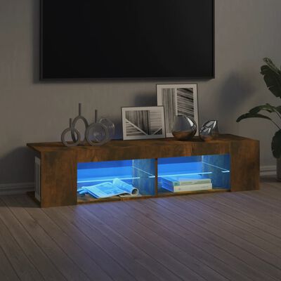 vidaXL TV Stand with LED Lights Smoked Oak 53.1"x15.4"x11.8"