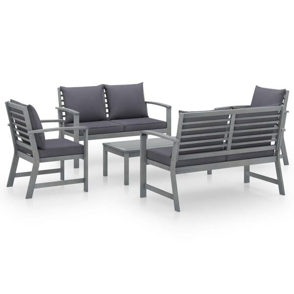 vidaXL Garden Lounge Set Gray Solid Acacia Wood Medium Modular