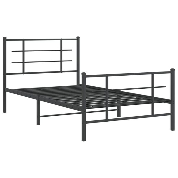 vidaXL Bed Frame Black Powder-Coated Steel Single Bed Frame