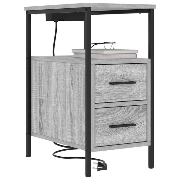 vidaXL Bedside Cabinet Grey Sonoma 11.81 x 18.90 x 24.02 in