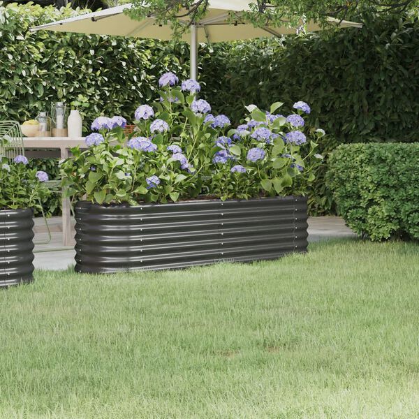 vidaXL Garden Raised Bed Anthracite Powder-coated steel Large Durable