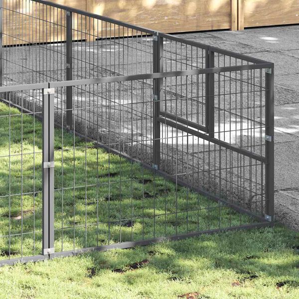 vidaXL Dog Kennel Silver Steel Large Durable Dog Kennel Rectangular