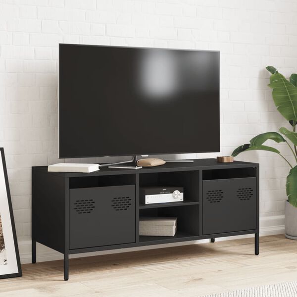 vidaXL TV Cabinet Black Cold-rolled steel 39.8 x 15.4 x 17.1 in