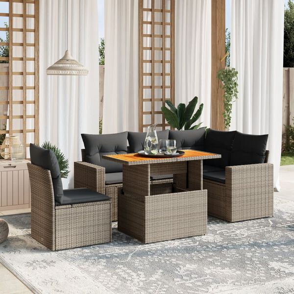 vidaXL Garden Sofa Set Grey PE rattan Large Modular Garden Sofa Set