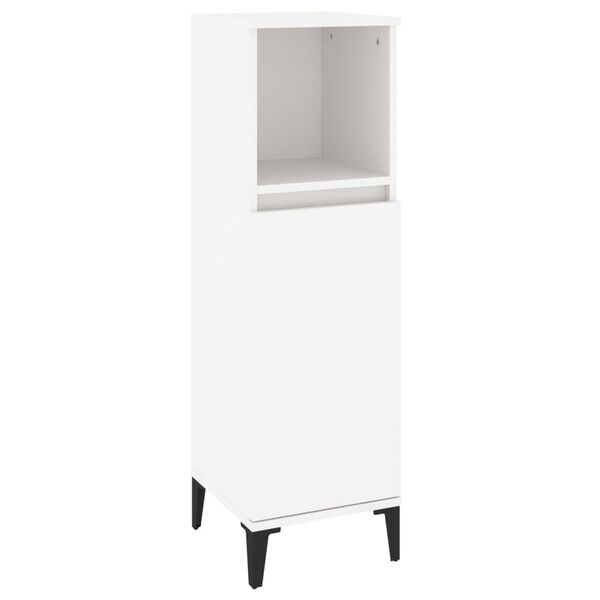 vidaXL Bathroom Cabinet White Engineered wood, metal 11.8 x 11.8 x 39.4 in