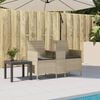 vidaXL Patio Sofa 2-Seater with Table and Cushions Light Grey Poly Rattan