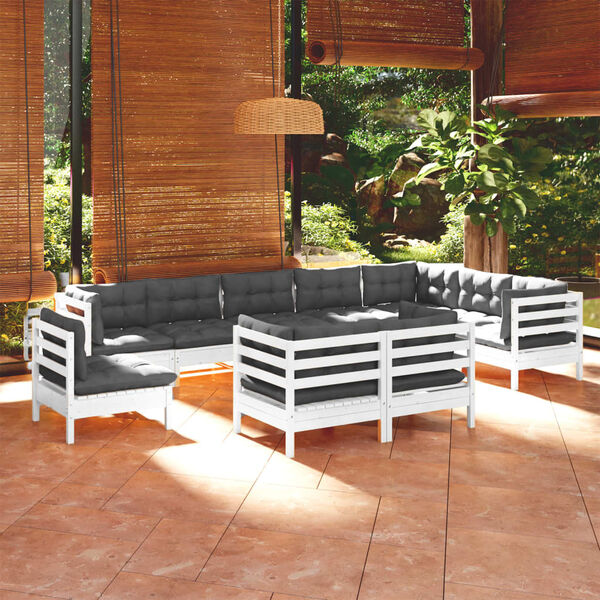 vidaXL Garden Lounge Set White, Anthracite Solid pinewood, 100% polyester