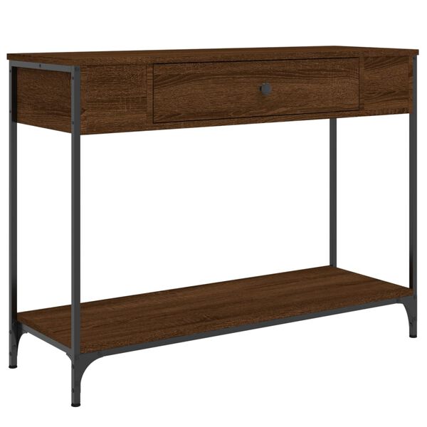 vidaXL Console Table Brown Oak Engineered wood, metal Narrow