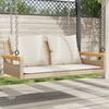 vidaXL Swing Bench with Cushions Beige 42.9x24.4x15.7" Poly Rattan
