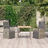 vidaXL Garden Dining Set Grey PE rattan Medium Adjustable Footrests
