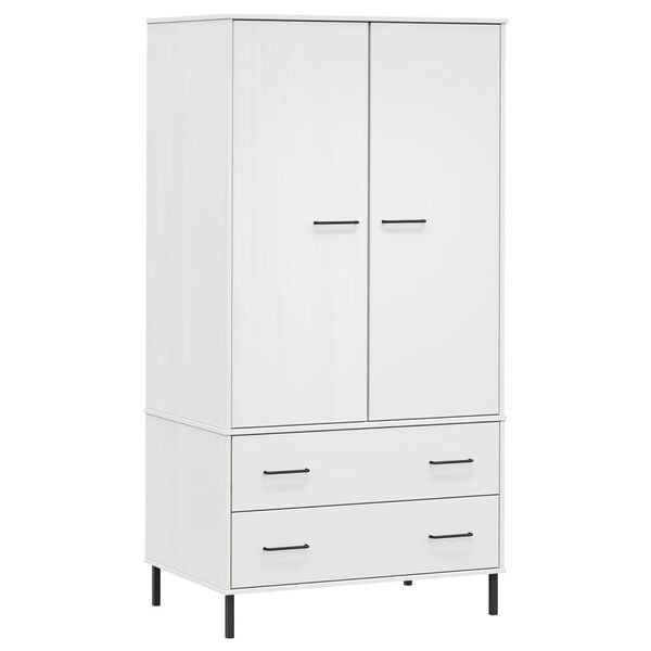 vidaXL Wardrobe White Solid Pine Wood Compact Wardrobe Rectangular